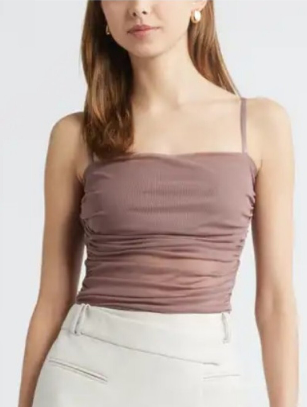 NWT Open Edit Ruched Mesh Camisole